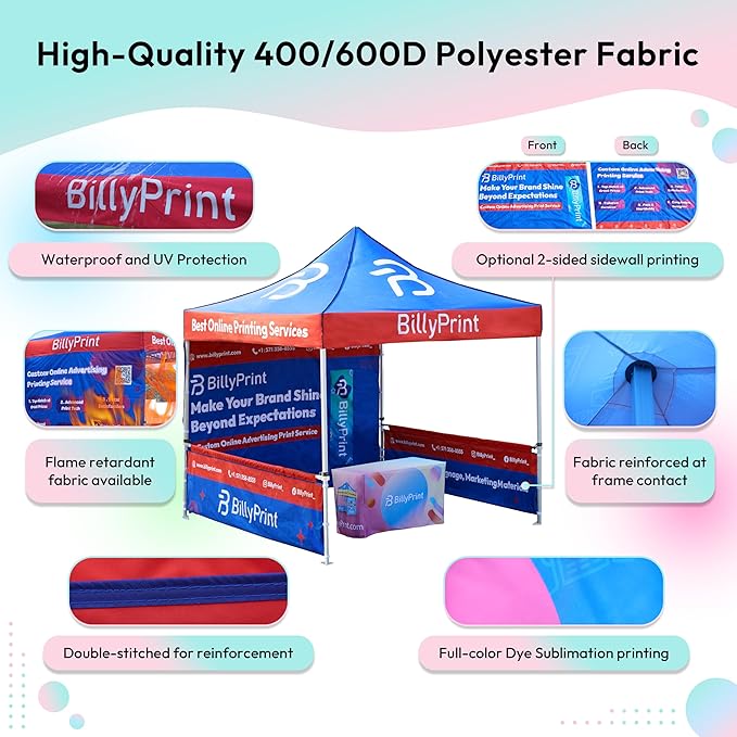 Custom Full Wall for 10' x 10' Canopy Pop-Up Tent for Tradeshows, Featuring Your Logo (Only 1 Full Wall, Excluding Canopy Tent on Front Picture)