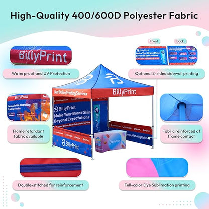 Custom Full Wall for 10' x 10' Canopy Pop-Up Tent for Tradeshows, Featuring Your Logo (Only 1 Full Wall, Excluding Canopy Tent on Front Picture)