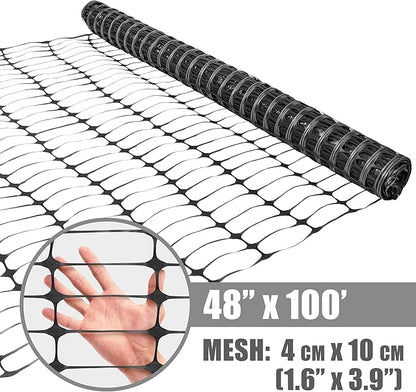 Fencer Wire 4 ft. Safety Fence, 100 ft. Black Plastic Fencing Roll for Construction, Pet and Event Fencing, 4 cm x 10 cm Mesh