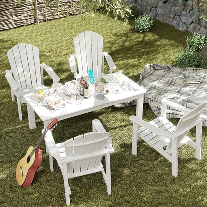 Stackable Set, 2 Chairs with 47in Table, All-Weather HDPE, 380 lbs Each+47.2in - Image 7