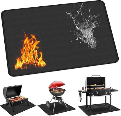 Large Under Grill Mat for Outdoor Grill,Double-Sided Fireproof Grill Pad,Indoor Fireplace/Fire Pit Mat,Oil-Proof Waterproof BBQ Protector for Decks and Patios (24"x31")