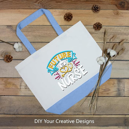 TOPDesign 1-Pack Super Strong Large 12oz Cotton Canvas Tote Bag, Reusable Grocery Shopping Cloth Bag, Fashionable Two-Tone Tote for Crafts, DIY Your Creative Designs