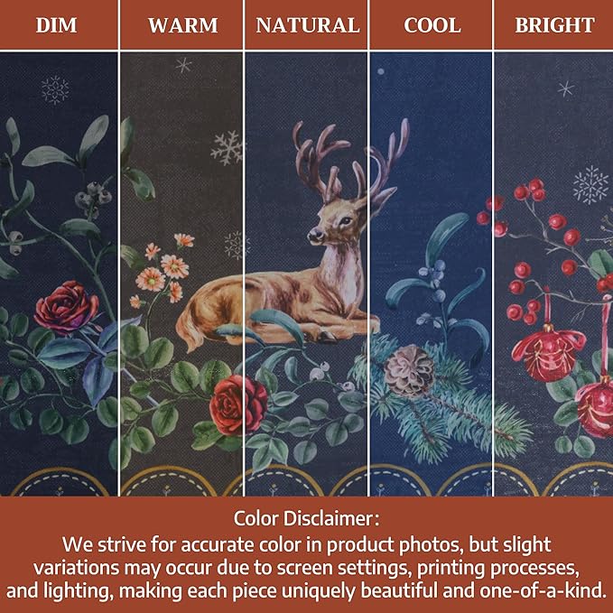 Maison d' Hermine Table Cloth Rectangle Table 100% Cotton 60 x 90 Inches Fall Tablecloth Reusable Everyday Use for Thanksgiving Christmas Decorations Dining Farmhouse Party (Christmas Joy)