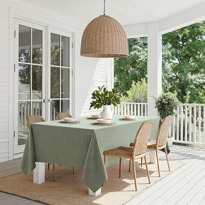 MIULEE Sage Green Linen Polyester Tablecloth 60x104 Inch Spring Rectangle Table Cloth Waterproof,Stain Resistant & Wrinkle Resistant for Dining Party Wedding
