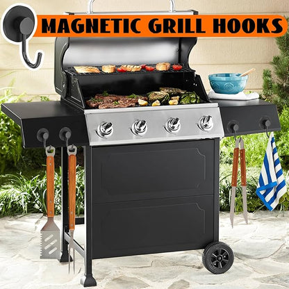 Magnetic Hooks for Grills, Anti-Scratch Magnet Mount Hook for Barbecue Tool, Hanging, Refrigerator, Kitchen, Garage, Cruise, Ship