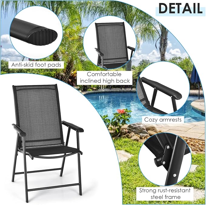 GIANTEX Set of 4 Patio Folding Chairs, Outdoor Chairs - Image 6