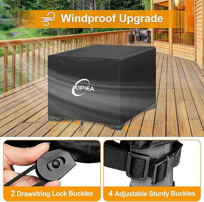 Kipiea Square Fire Pit Cover - Upgraded 600D Strong Tear Resistant, 100% Waterproof Fire Pit Table Cover, UPF 50+ Outdoor Firepit Cover Square Fading Resistant, 50" L x 50" W x 24" H