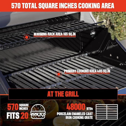 Monument Grills 3+1 Outdoor Barbecue Stainless Steel Propane Gas Grill, 3 Burners & 1 Side Burner 48,000 BTU Patio Garden Grill with Knob Controls, Mesa325, Black