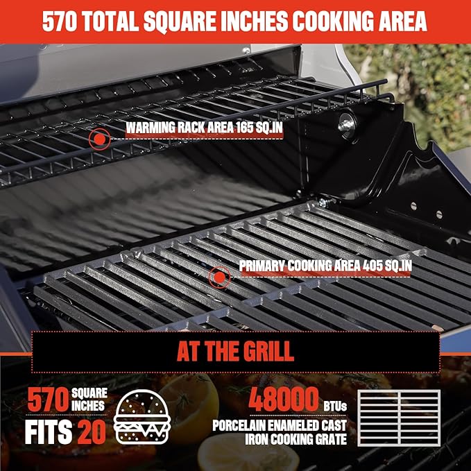 Monument Grills Outdoor Barbecue Stainless Steel 3 Burner Propane Gas Grill, 48,000 BTU Patio Garden Grill with Side Burner and Knob Controls, Mesa325 with BBQ Cover