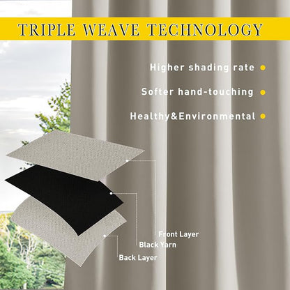 NICETOWN 2 Panels Thermal Outdoor Curtains Windproof W52xL72 Natural | Weighted - Image 7