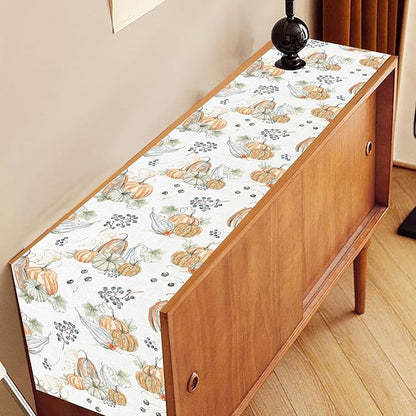 Pumpkins Table Runner, Farmhouse Seasonal Autumn Fall Leaves Harvest Thanksgiving Rustic Coffee Table Center Decor for Home Kitchen Dining Patio Holiday Party Indoor Outdoor Decorations, 13"x72" Inch