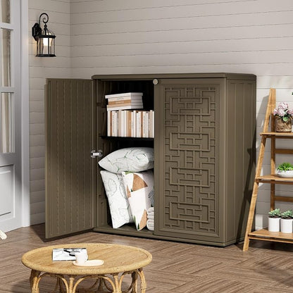 ZZM HDPE Outdoor Storage Shed, Outdoor Plastic Storage Cabinet, Horizontal - Image 2