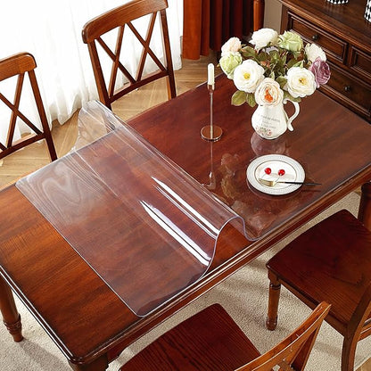 OstepDecor Clear Table Protector 36 x 120 Inch, 2mm Thick Plastic Table Cover, Waterproof PVC Clear Table Cover Protector, Desk Protector Mat, Writing Desk Pad for Desktop, Coffee & Dining Room Table