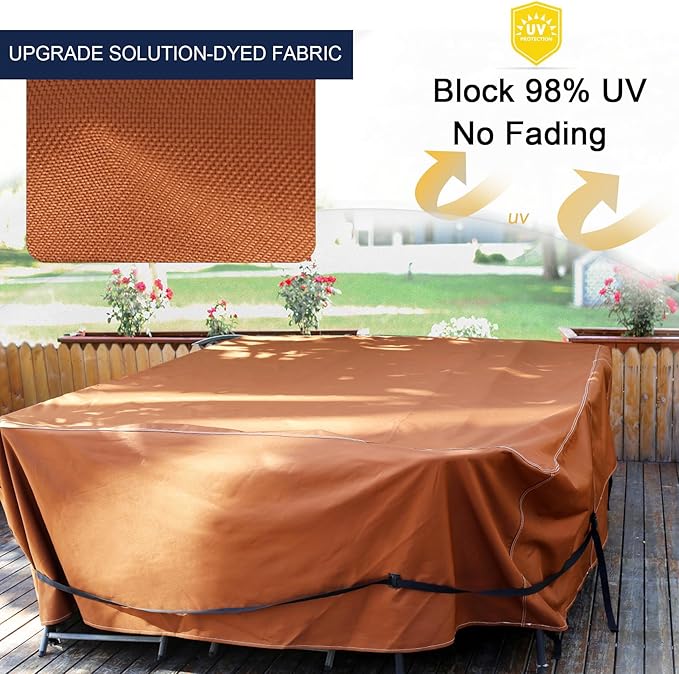 NettyPro Square Patio Table Cover 80 x 80 Inch, Waterproof 600D Heavy Duty Outdoor Furniture Covers for Dining Table and Chair Set, Brown