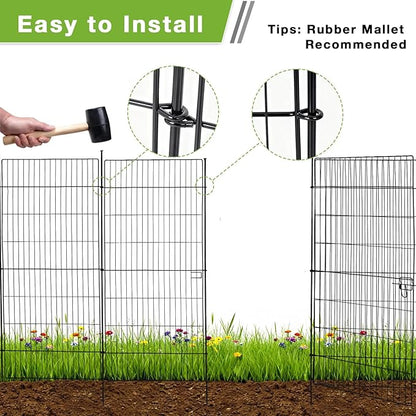 15 Panels No Dig Decorative Outdoor Garden Fence for Yard, Garden Animal Barrier Fencing,Rustproof Metal Edging Fence Border for Dog, Rabbits-48 in(H) X 314.76 in(L)