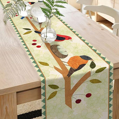 Seliem Summer Birds Tree Branches Table Runner, Cardinal Home Kitchen Dining Decor, Spring Seasonal Farmhouse Decorations Indoor Outdoor Party Supply 13 x 48 Inch