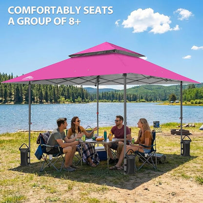 EAGLE PEAK 13x13 Pop Up Canopy Tent, Auto Extended Eaves, Light Pink | Easy - Image 5