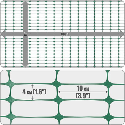 Fencer Wire 4 ft. Safety Fence, 100 ft. Green Plastic Fencing Roll for Construction, Pet and Event Fencing, 4 cm x 10 cm Mesh
