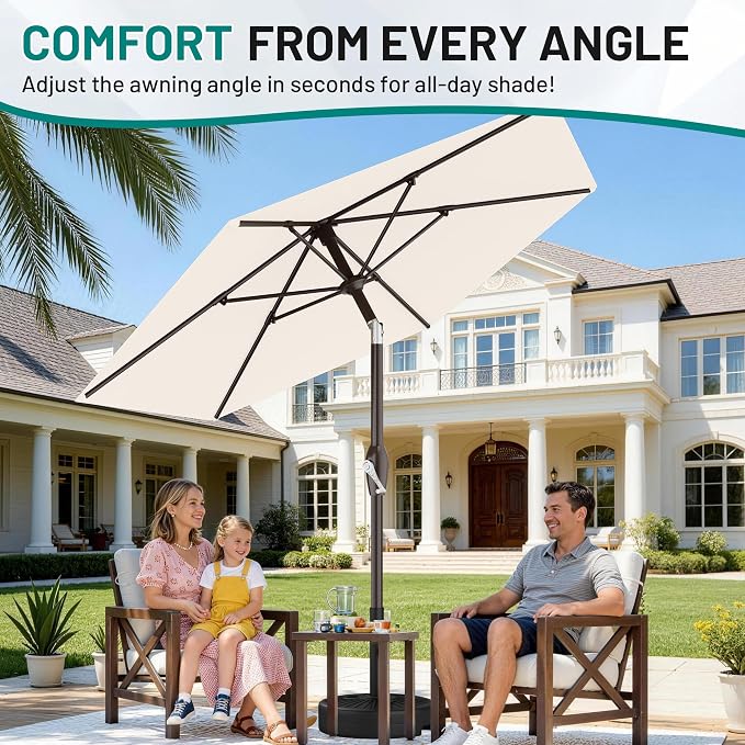 7.5FT Patio Umbrella Table Market Umbrella w/Tilt and Crank, Heavy-Duty Outdoor - Image 6