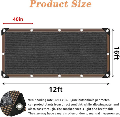 QLOFEI Shade Cloth for Garden, 90% Sunblock Neting Cover with Grommets, Sun Shade Cloth for Patio Kennel Chicken Coop Pergola Greenhouse Plants Cover Mesh Tarp, 12x16 FT