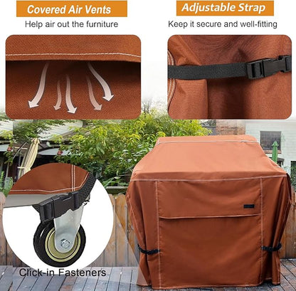 NettyPro Grill Cover for Outdoor Grill 64 inch, Waterproof Heavy Duty Gas BBQ Cover for Outside Weber, Char-Broil, Brinkmann, Jenn Air, Nexgrill 3-4 Burners Barbecue, Brown