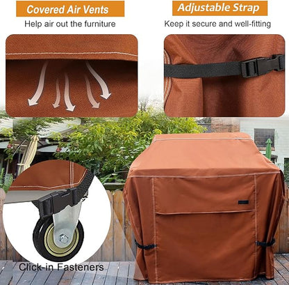NettyPro Grill Cover for Outdoor Grill 70 inch Waterproof Heavy Duty Gas BBQ Grill Cover for Outside Weber, Char-Broil, Brinkmann, Jenn Air, Nexgrill 3-5 Burners Barbecue, Brown