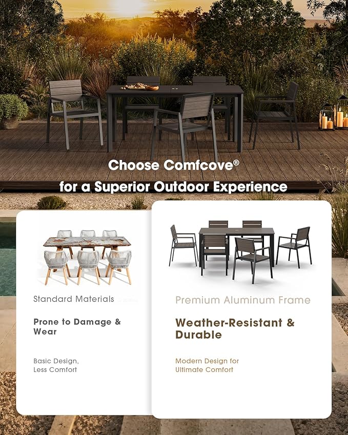 Outdoor Patio Dining Chairs Set of 2, Aluminum & HDPS All-Weather for Deck, Lawn, Backyard, Pool and Indoor Use (Charcoal)