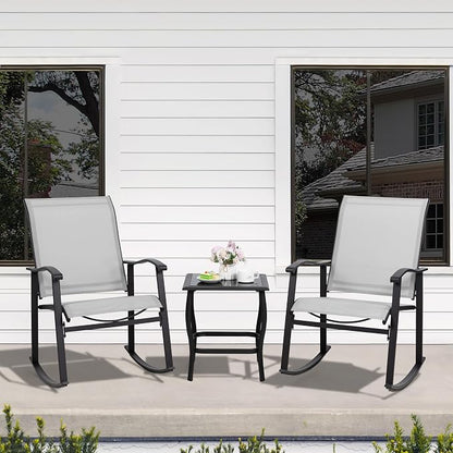 Shintenchi 3 Piece Rocking Bistro Set, Outdoor Furniture - Image 2
