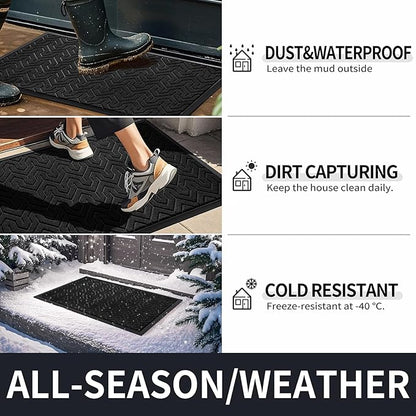 Yimobra Large Door Mat Outside Entrance 36x24, Waterproof Heavy Duty Outdoor Mats for Front Door, Non Slip Rubber Entry Mat for Garage Patio Indoor, Easy Clean, Black