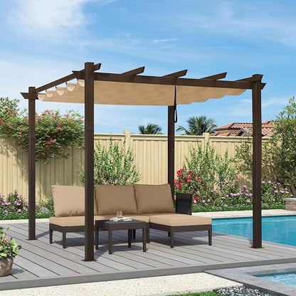 PURPLE LEAF Pergola 10' X 10' Bronze Metal Retractable Patio Canopy, UV fabric - Image 2