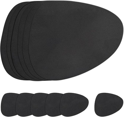 Myir JUN Placemats, Dual-Sided Placemats Waterproof Faux Leather Placemats Set of 6 Place Mats and Coasters Non-Slip Washable Table Mats for Dining Table (Black, Set of 6)