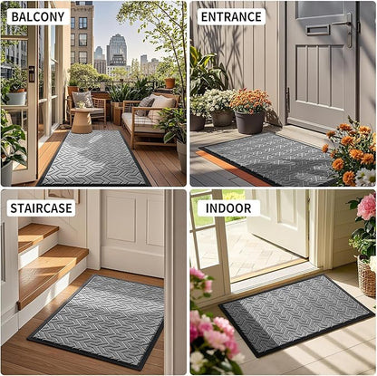 Yimobra Large Door Mat Outside Entrance 36x24, Waterproof Heavy Duty Outdoor Mats for Front Door, Non Slip Rubber Entry Mat for Garage Patio Indoor, Easy Clean, Grey