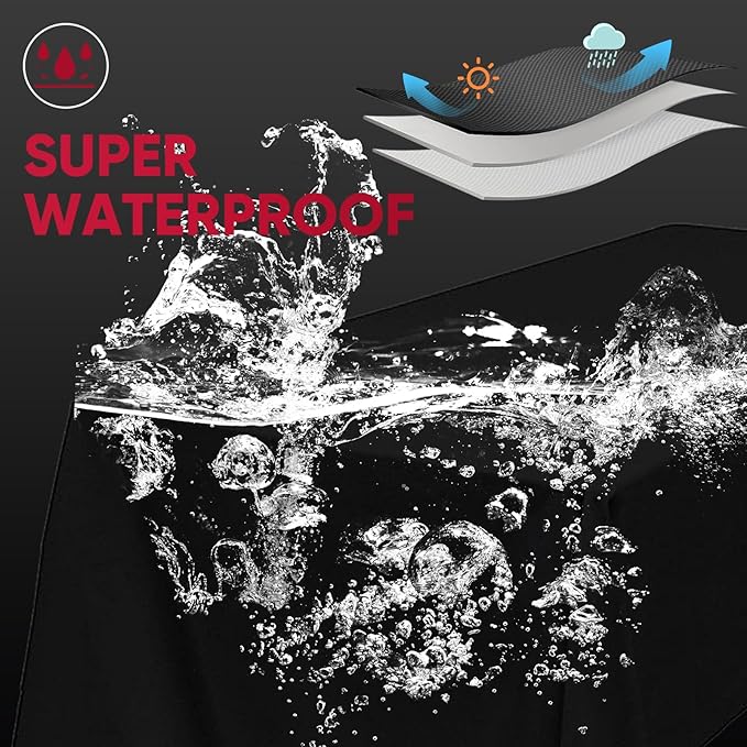 Turtle Life Round BBQ Grill Cover, 26inch Heavy Duty Durable Waterproof Rip Resistant UV Resistant Charcoal Kettle Grill Cover, Dia33 x38 H, Black