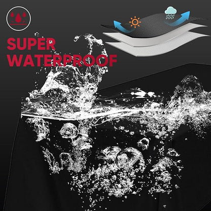 Turtle Life Round BBQ Grill Cover, 26inch Heavy Duty Durable Waterproof Rip Resistant UV Resistant Charcoal Kettle Grill Cover, Dia33 x38 H, Black