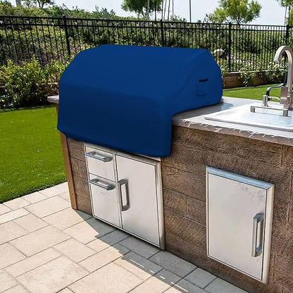 Covers & all Built-in Outdoor Grill Cover, Durable Heavy Duty 18 Oz Waterproof Cover Tuff Material with Air Pocket & Elastic for Snug Fit (32" W x 26" D x 24" H inches, Blue)