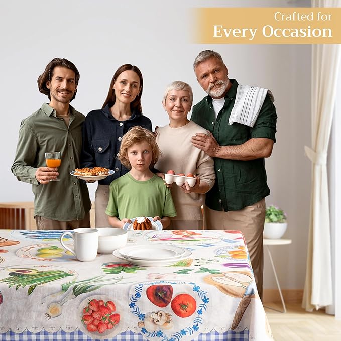Maison d' Hermine Table Cloth Rectangle Table 100% Cotton 54 x 72 Inches Tablecloth Reusable Decorative Everyday Use for Dining Room, Farmhouse, Home, Party, Festive & Wedding Spring Summer - Gourmand