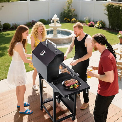 3 Burner Propane Gas Grill, 30000 BTU Outdoor Gas BBQ Grill Cooking with Two Table, Stainless Steel Cooking Grids, Built-in Thermometer, Easy-Clean Grease, for Backyard, Camping