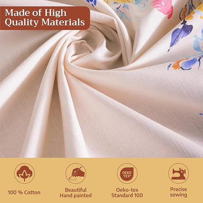 Maison d'Hermine Table Cloth Round Table 100% Cotton Tablecloth for Dining Room, Farmhouse, Home, Hotel, Parties & Wedding - Ideal for Easter Decorations Spring & Summer (Girassol, 69" Round)