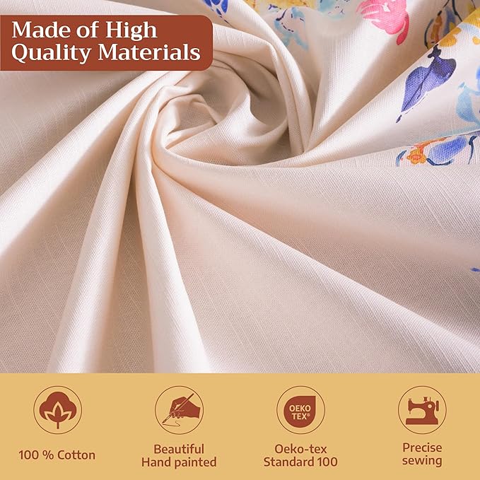 Maison d'Hermine Table Cloth Round Table 100% Cotton Tablecloth for Dining Room, Farmhouse, Home, Hotel, Parties & Wedding - Ideal for Easter Decorations Spring & Summer (Girassol, 63" Round)
