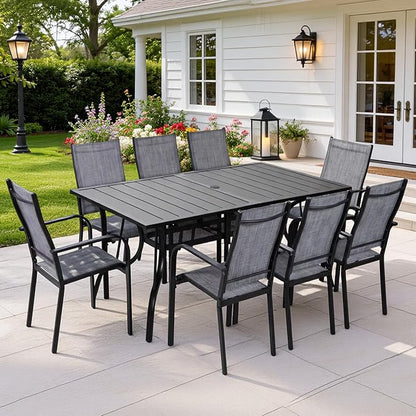 Patio Chairs Set of 8, Stackable Outdoor Dining Chairs, All Weather Breathable - Image 8