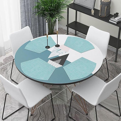 SHACOS Wedge Placemats Set of 4 Woven Vinyl Round Table Placemats Wipe Clean Round Table Mats Indoor Outdoor, Blue