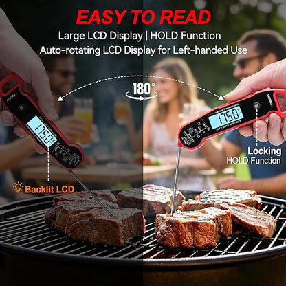 Atogou Professional Food & Meat Thermometer, 1 Sec Instant Read & ±0.5℉ Accuracy, Thermocouple Sensor, IP67 Waterproof Digital Thermometer for Cooking, BBQ, Grill Gifts for Men Him Dad Birthday