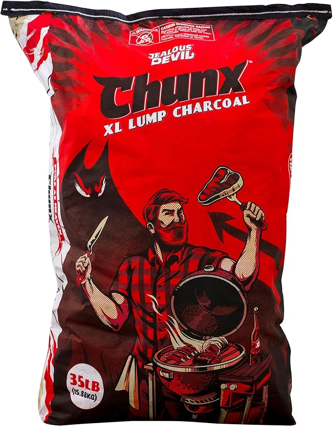 Jealous Devil 25 Pack 100 Percent Natural Hardwood Wood Lump Grill Charcoal, 35 lb Bag