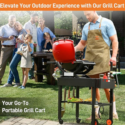Rolling Grill Cart with Spice Rack, Blackstone Stand for 17"& 22" Griddle, Grill Stand with Storage Shelf, Griddle Table for Ninja, Weber, Portable Grills Table for Patio, Backyard, Camping