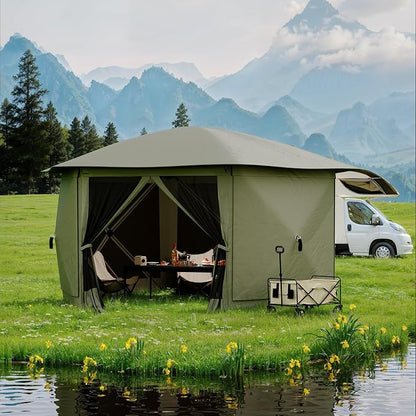 11.5FT Pop-Up Gazebo Tent with Mesh Netting, Removable Top & Wind Cloths | - Image 8