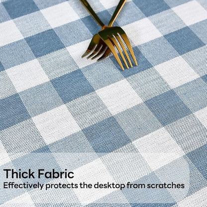 Gingham Tablecloth Rectangle Table Cloth Heavy Duty Cotton Checkered Table Cover for Spring Picnic Kitchen Dining(C-Sky Blue, 52x52 inch)