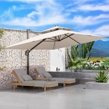9' X 12' Cantilever Outdoor Patio Umbrellas Double Top Large Rectangle Umbrella - Image 8