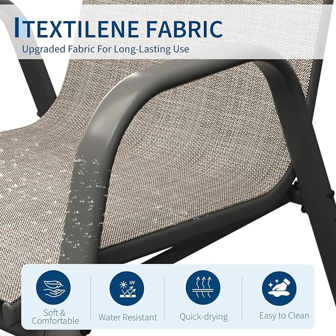 Stackable Outdoor Patio Dining Chairs Set of 4 – Heavy Duty, High Back - Image 5