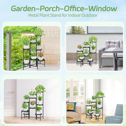 iDavosic.ly Plant Stand Indoor Outdoor, 8 Tier Metal Corner Shelf, Folding - Image 3