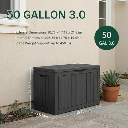 Outdoor Storage Box, 50 Gallon Waterproof Deck Box, Snap-Together Storage Bin - Image 2